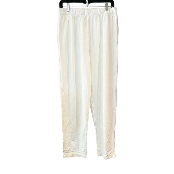 Bryn Walker Solid White Pull-On Wide Leg Pants Lagenlook Spandex Blend Size M‎ - Picture 1 of 5